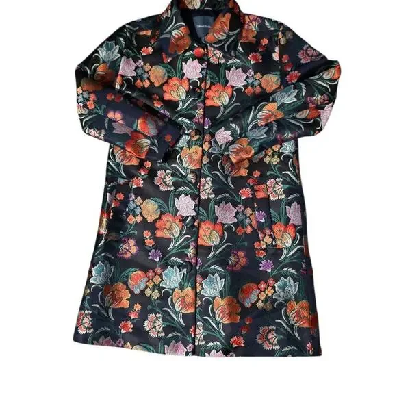Modcloth Just Like We Always Talked About Brocode Car Coat Button Down Floral S - Picture 1 of 6